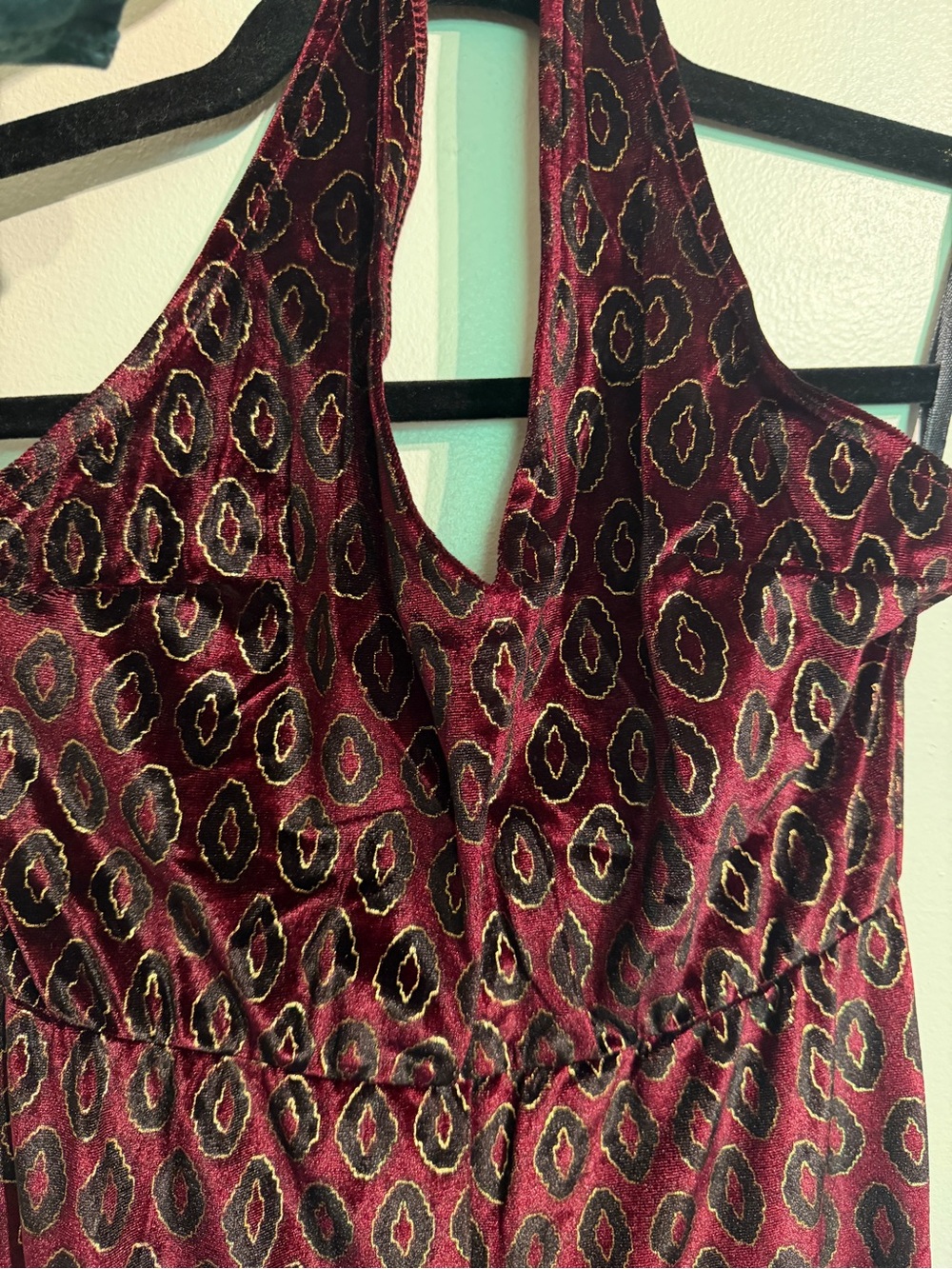 Motel Rocks Burgundy Patterned Halter Jumpsuit - Picture 8 of 10